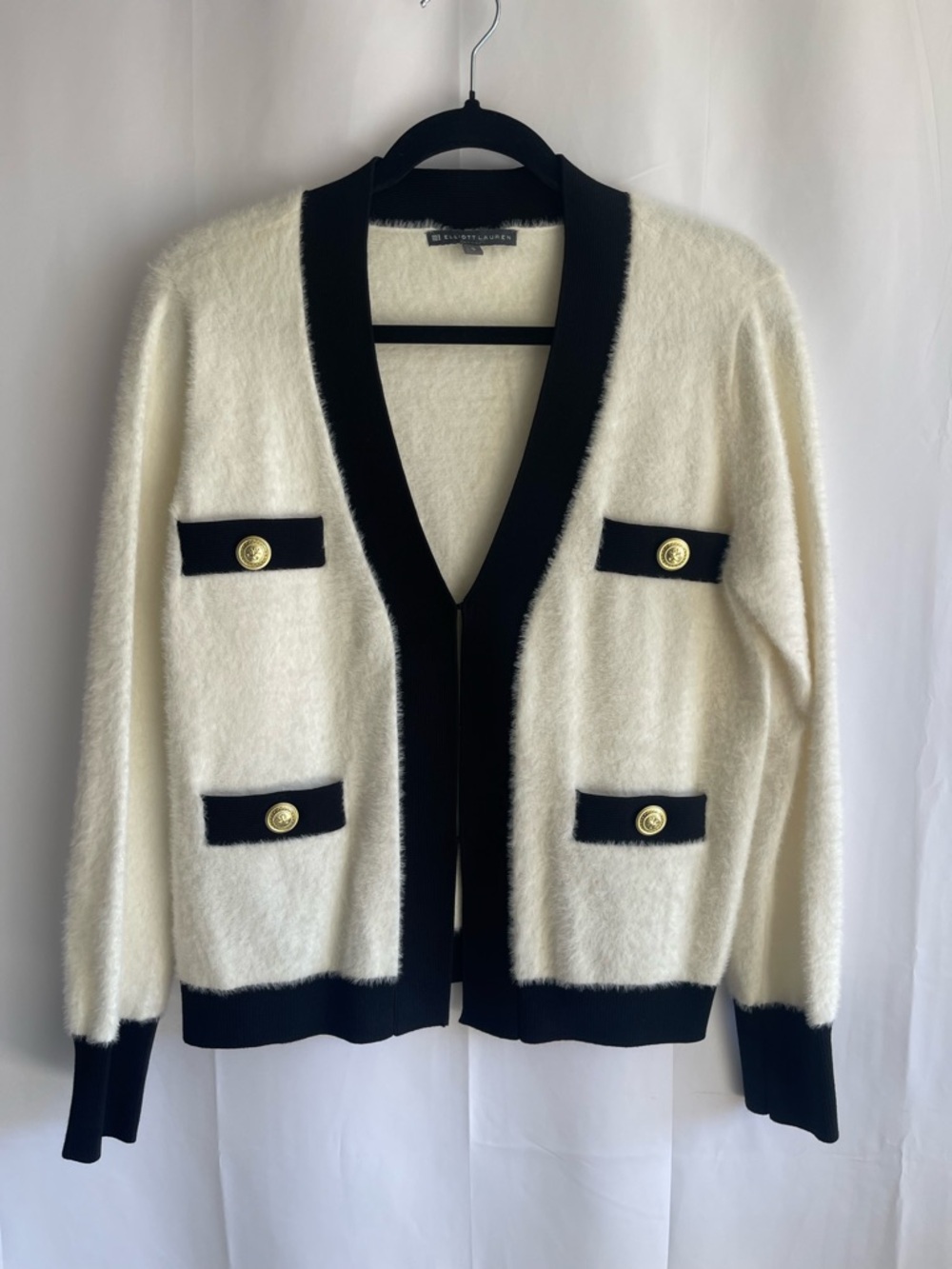 Elliott Lauren Cream Cardigan with Black Trim